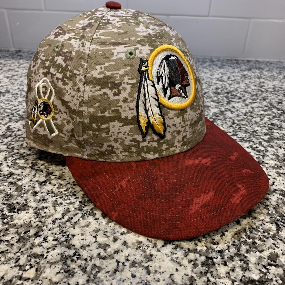 Washington Hat Cap Fitted 7 1/8 Camo NFL Football New Era 59FIFTY Breast Cancer